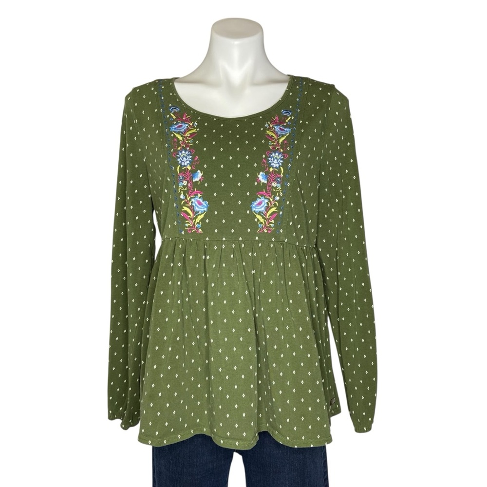 MATILDA JANE Through Generations Embroidered Long Sleeve Top Green Medium